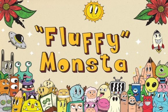 Fluffy Monsta Font: A Playful Doodle Typeface for Digital Brands
